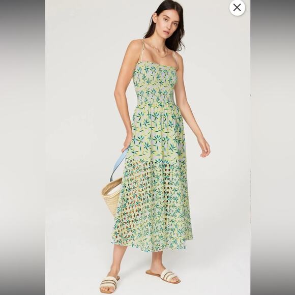 SOLID & STRIPED Dresses & Skirts - RTR Solid & Striped‎ Kennedy Sleeveless Eyelet Floral Daze Wisteria Midi Dress L